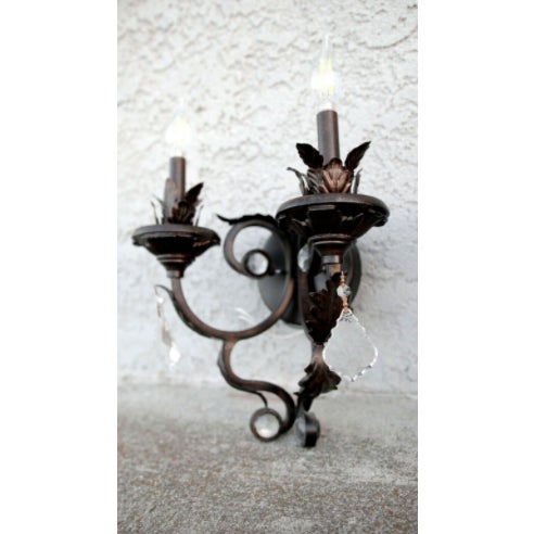 Metal Acanthus Leaf Exterior 3-Arm Sconces - a Pair For Sale - Image 7 of 13