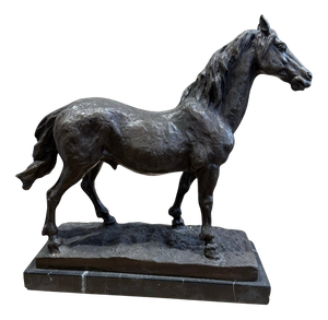 French Artist, Horse, Bronze Sculpture on Marble Base