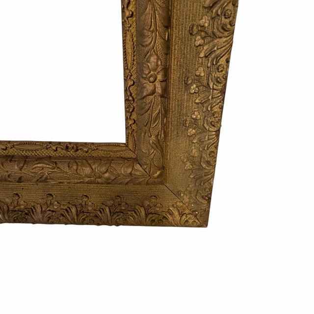 Early 20th Century Antique Handmade Wood and Gesso Frame With Ornate Trailing Flowers Design For Sale - Image 5 of 12