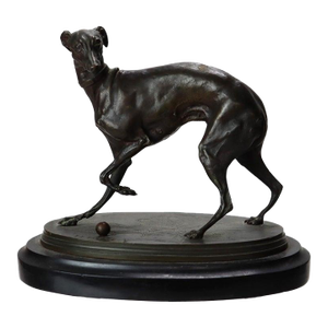 Pierre-Jules Mène Bronze Sculpture of a Whippet on a Slate Base C1890