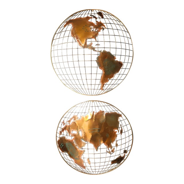 1980s Curtis Jere Globe Wall Sculptures - A Pair For Sale