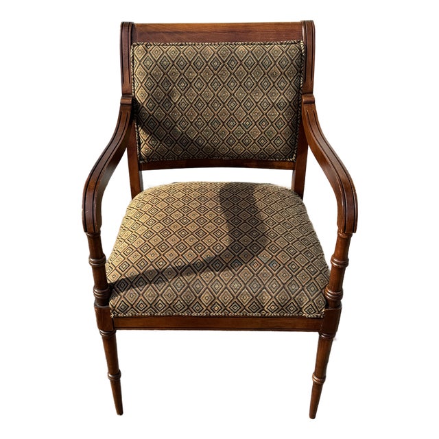 Vintage Fairfield Armchair Traditional Style Geometric Upholstery Wood Frame For Sale