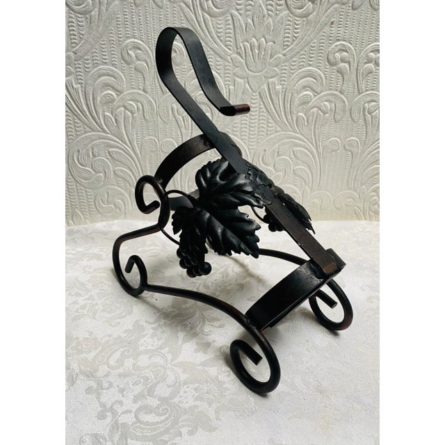 Mid-Century Modern Vintage Mid Century Iron Grapes and Leaves Wine Bottle Holder For Sale - Image 3 of 8