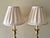 Traditional 1990s Wood and Brass Pillar Candlestick Lamp Pair With Pleated Shades For Sale - Image 3 of 13