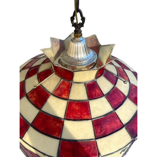 1970s Vintage Hanging Hand Painted Stained Glass Effect Fiberglass