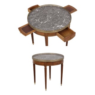 French Louis XVI Style Marble Top Round Lamp Table For Sale