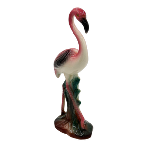 Mid-Century Tropical Ceramic "The Walker" Pink Flamingo Figurine