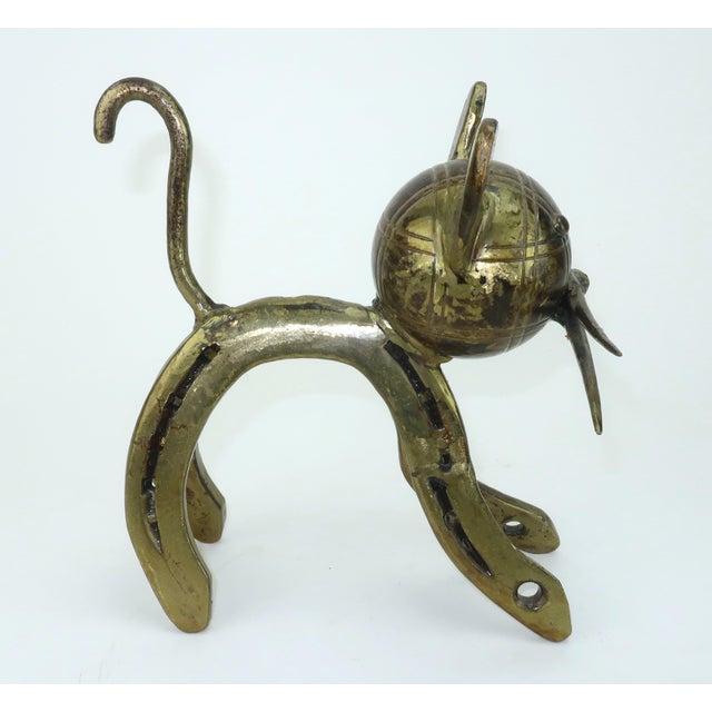 Brutalist Cat Scrap Metal Art Sculpture For Sale - Image 4 of 14