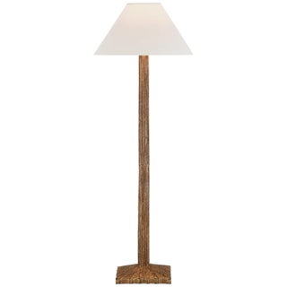 Chapman & Myers by Visual Comfort Signature Strie Buffet Lamp in Gilded Iron with Linen Shade For Sale