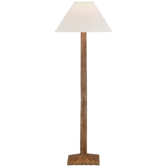 Chapman & Myers by Visual Comfort Signature Strie Buffet Lamp in Gilded Iron with Linen Shade For Sale