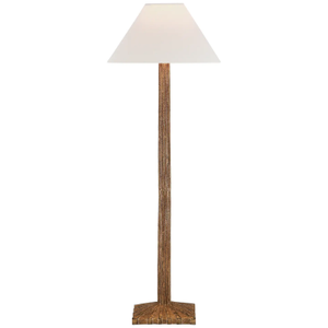 Chapman & Myers by Visual Comfort Signature Strie Buffet Lamp in Gilded Iron with Linen Shade