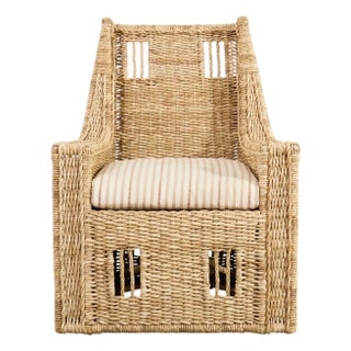 Ralph Lauren Organic Modern Woven Seagrass Wicker Armchair For Sale