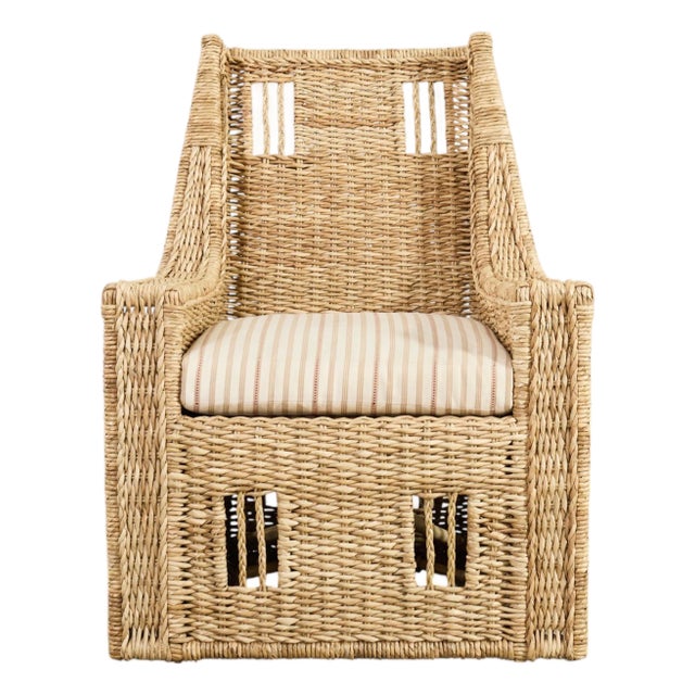 Ralph Lauren Organic Modern Woven Seagrass Wicker Armchair For Sale