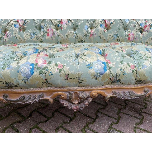 Louis XVI Style Sofa in Green For Sale - Image 4 of 13