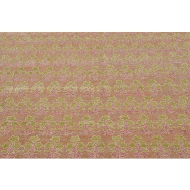 Late 20th Century Contemporary Block Print Floral Wool Custom Rug by Rug & Kilim, India For Sale - Image 5 of 10