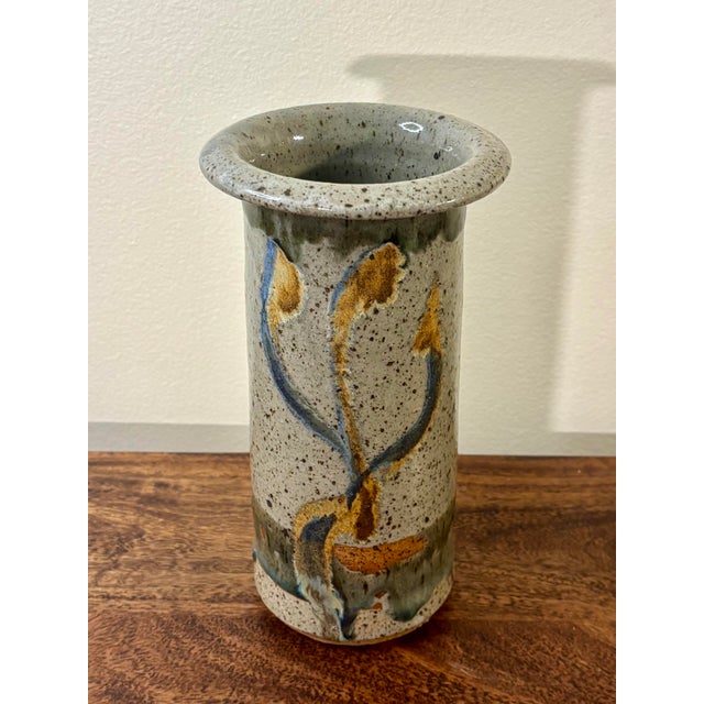 Vintage Mid Century Modern Studio Pottery Vase, Signed Ceramic Vessel For Sale - Image 4 of 6