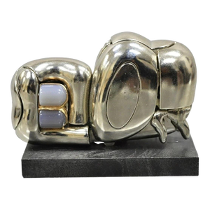 Mid 20th Century Miguel Berrocal La Mini Zoraida Nickel Plated Puzzle Sculpture Box and Book