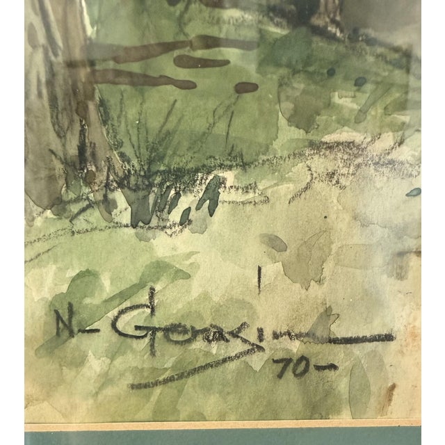 Framed Watercolor on Paper Turkish Brick House by Nimetullah Gerasim For Sale - Image 4 of 12