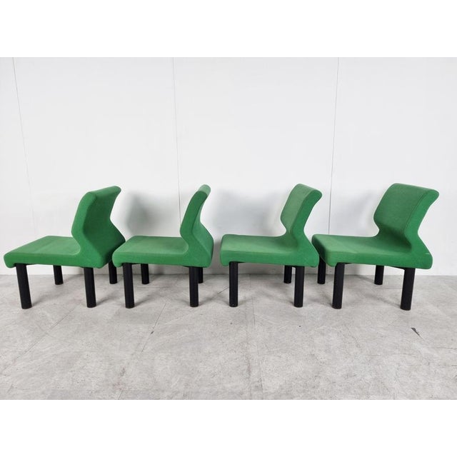 Black Vintage Lounge Chairs, 1980s, Set of 4 For Sale - Image 8 of 12