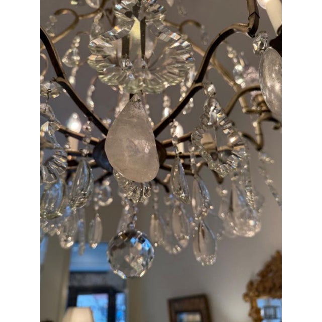 Vintage Rock and Cut Crystal Chandelier For Sale In New York - Image 6 of 9