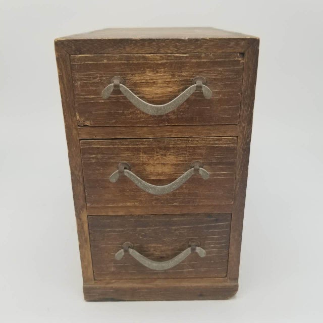 Late 20th Century Vintage Japanese Wooden Three-Drawer Chest For Sale - Image 5 of 14