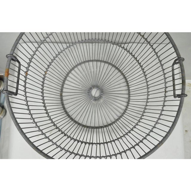 Gray Vintage Industrial Modern Large 24" Metal Wire Oyster Clam Throw Blanket Basket For Sale - Image 8 of 16