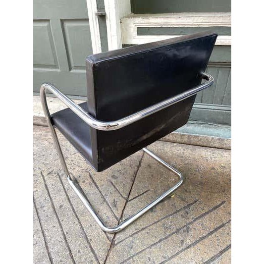 Knoll Mies van der Rohe Brno Tubular Armchair by Knoll, Leather & Chrome For Sale - Image 4 of 9