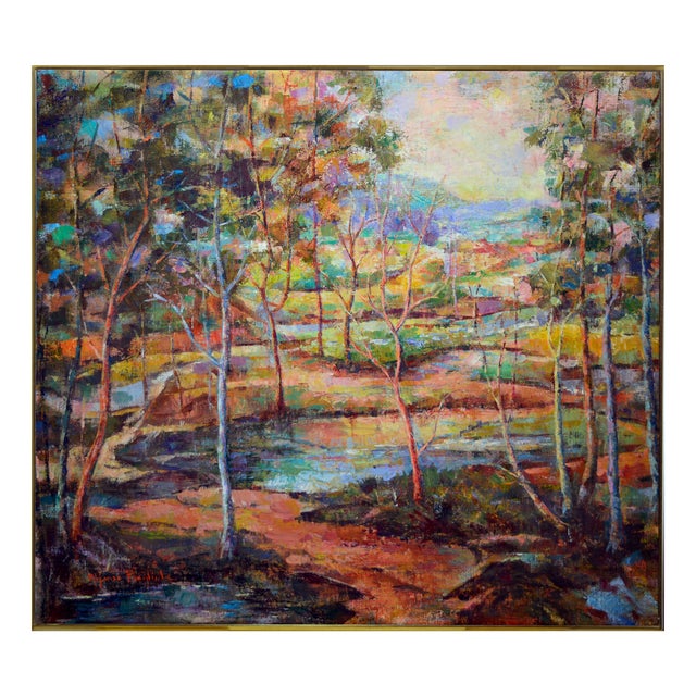 Alfonso Pragliola, Riflessi Boschivi Landscape, Mixed Media on Canvas, 2019 For Sale