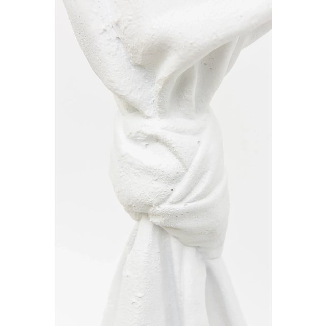 1970s Vintage Plaster of Paris John Dickinson Style Draped & Knotted Table Lamps, Restored For Sale - Image 5 of 12