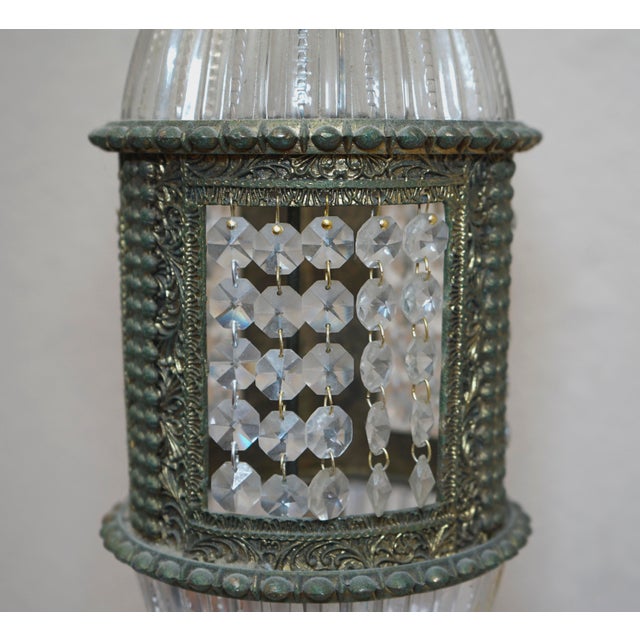 1915 Antique Bronze Art Nouveau German Crystal Prism Table Lamp For Sale - Image 10 of 13