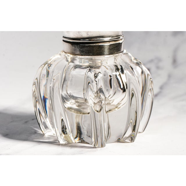 Stunning Crystal Sterling Silver Antique Art Nouveau Desk Paperweight Inkwell For Sale - Image 9 of 13