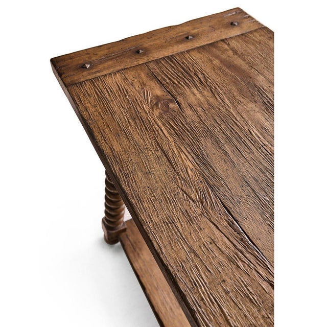 Rustic Farmhouse Spool-Leg End Table For Sale - Image 4 of 13