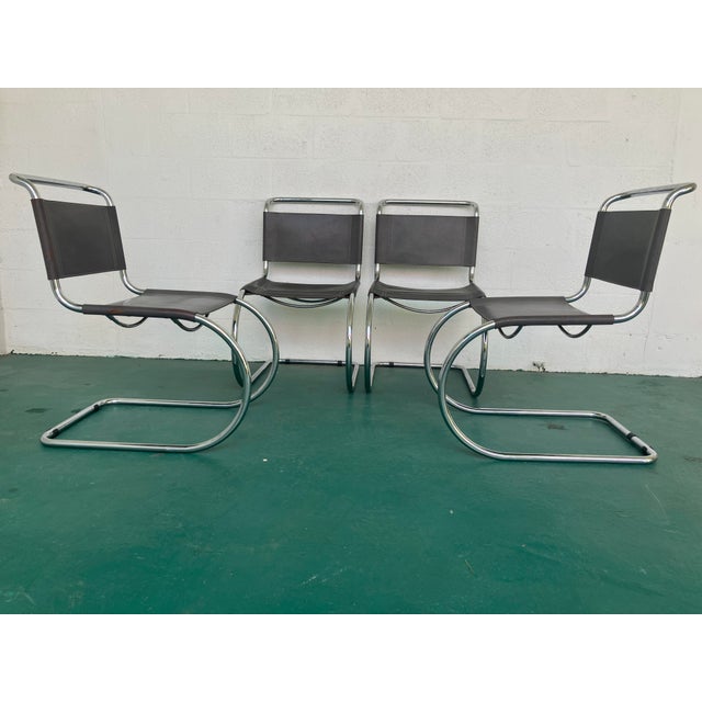 Ludwig Mies van der Rohe Set of Iconic Mr10 Chairs, Originally Designed by Mies Van Der Rohe , Set of 4 For Sale - Image 4 of 18