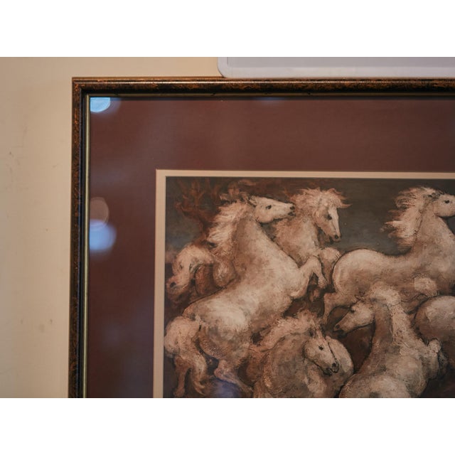 Brown Mid 20th Century Signed Charles Burdick Midcentury Acrylic Horse Painting in Frame under Glass For Sale - Image 8 of 12