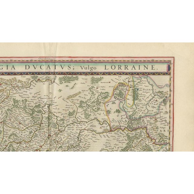Hand-Colored Dutch Golden Age Map of Lorraine from Blaeu, 1642 For Sale - Image 9 of 12