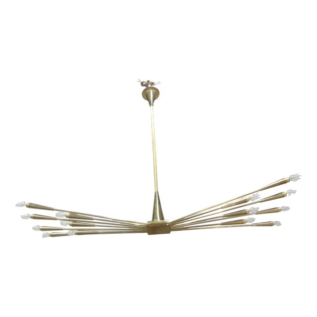1960s Italian Brass Sputnik Chandelier by Oscar Torlasco For Sale