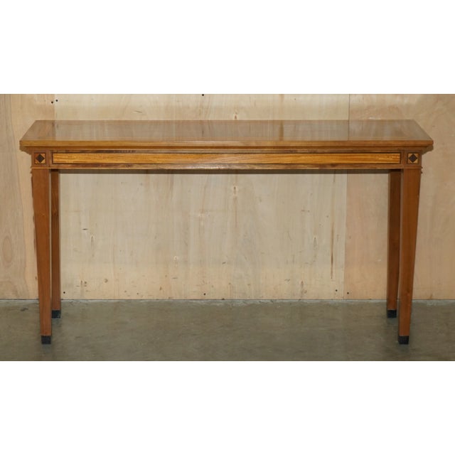French Stunning Vintage 1994 David Linley Burr Walnut Amboyna Wood Large Console Table For Sale - Image 3 of 18