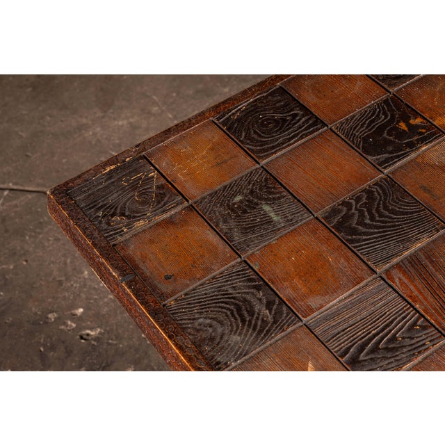 Wood Mid 20th Century Wooden Chess Table With Wooden Chess Pieces For Sale - Image 7 of 15