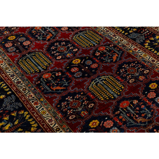 Antique Bidjar Style Runner Rug With Tree of Life Design, Red and Indigo Wool For Sale - Image 10 of 11