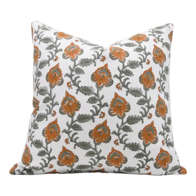 Fabdivine Handmade Block Printed Cushion Cover 18x18 Inch Thick Cotton White-Madhubala For Sale