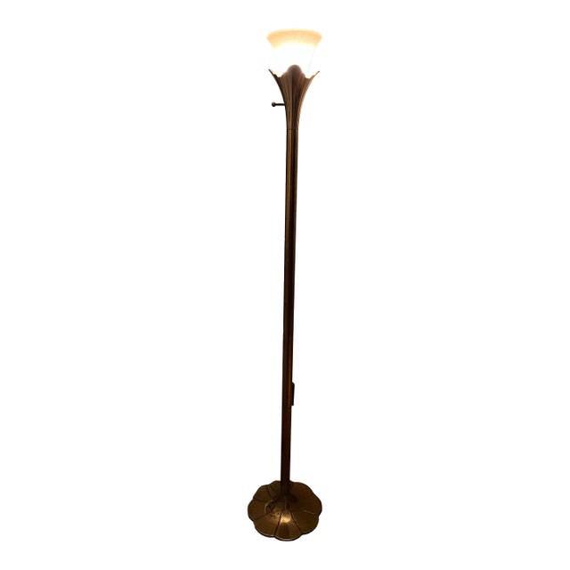 Mid 20th Century Mid-Century Modern Solid Brass Torchiere Floor Lamp by Stiffel Company For Sale