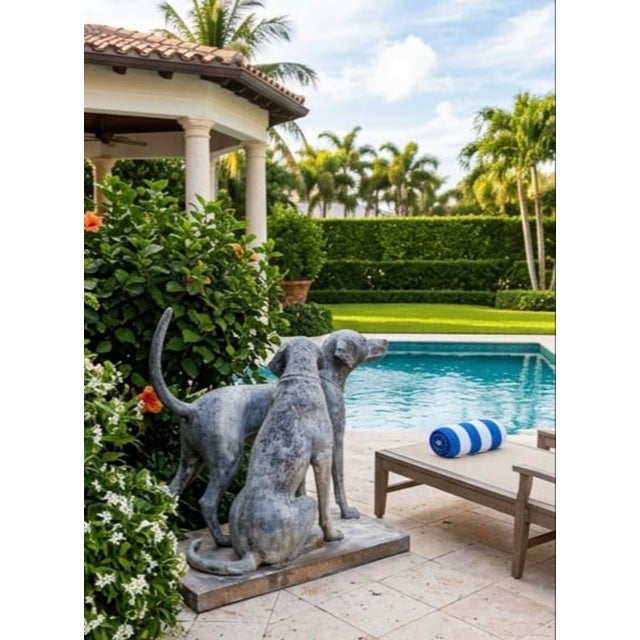 Large Vintage French-Style Cast Iron "Snuggling Dogs" Garden Statue For Sale - Image 9 of 12