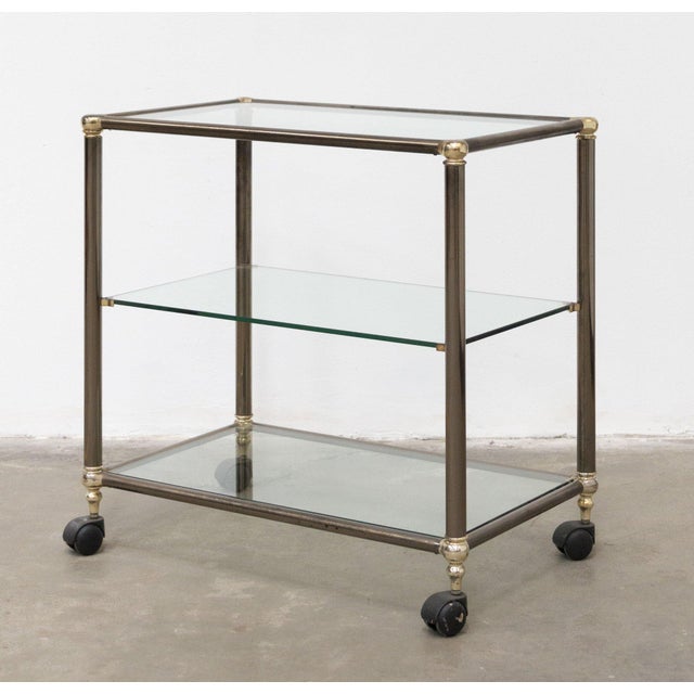 Service Trolley in Bronzed Metal and Glass, 1970s For Sale - Image 11 of 11