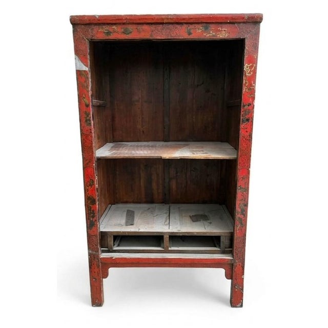 Asian Early 19th Century Hand Painted Red Lacquer Cabinet For Sale - Image 3 of 7