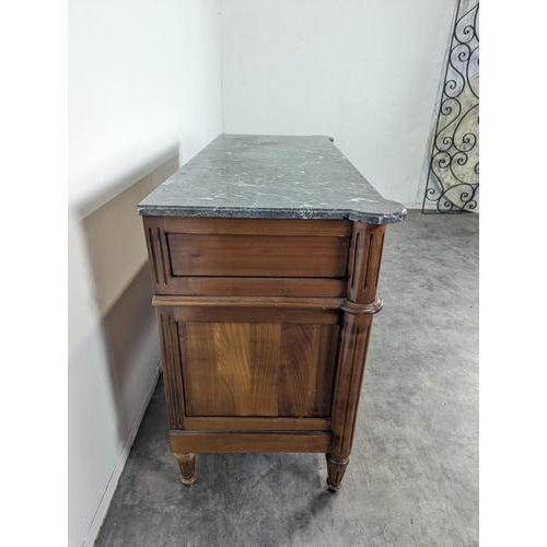 2000 - 2009 Louis XVI Style Cherrywood Chest of Drawers with Marble Top For Sale - Image 5 of 10