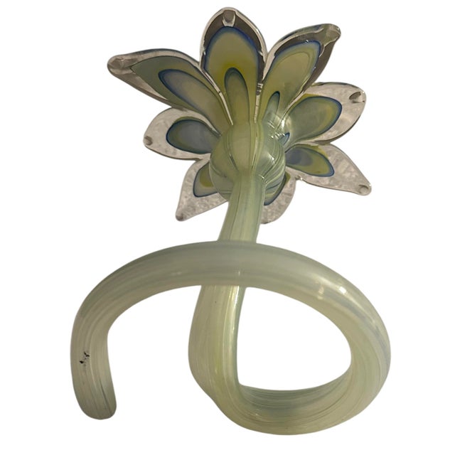 Blue Vintage Venetian Art Glass Tubular Flower Vase For Sale - Image 8 of 10