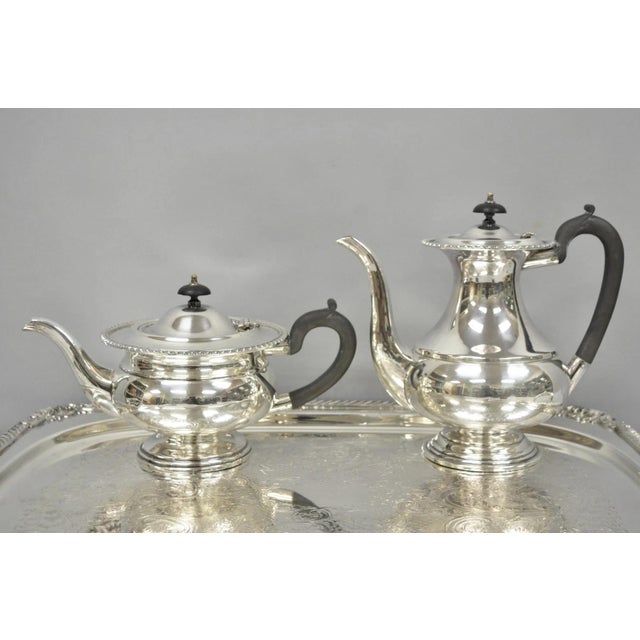 Sheffield Vintage English Sheffield Edwardian Silver Plated Tea Set W/ Tilting Pot 7 PCS For Sale - Image 4 of 18
