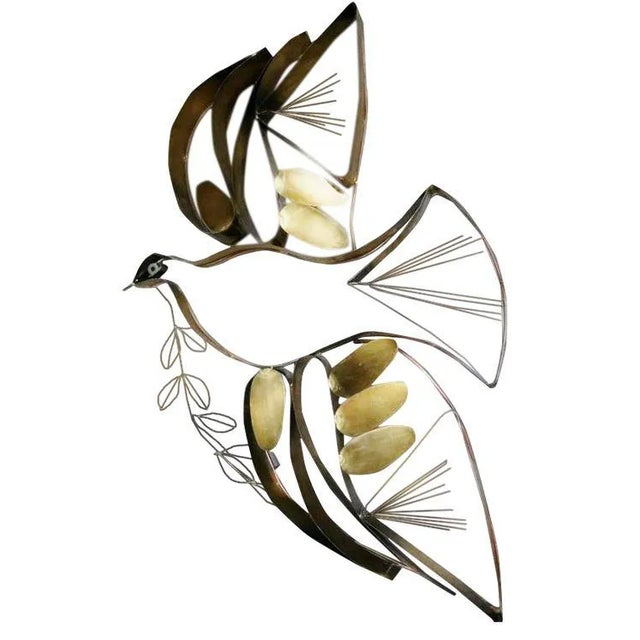 1978 Vintage Curtis Jere Dove of Peace Metal Wall Sculpture For Sale