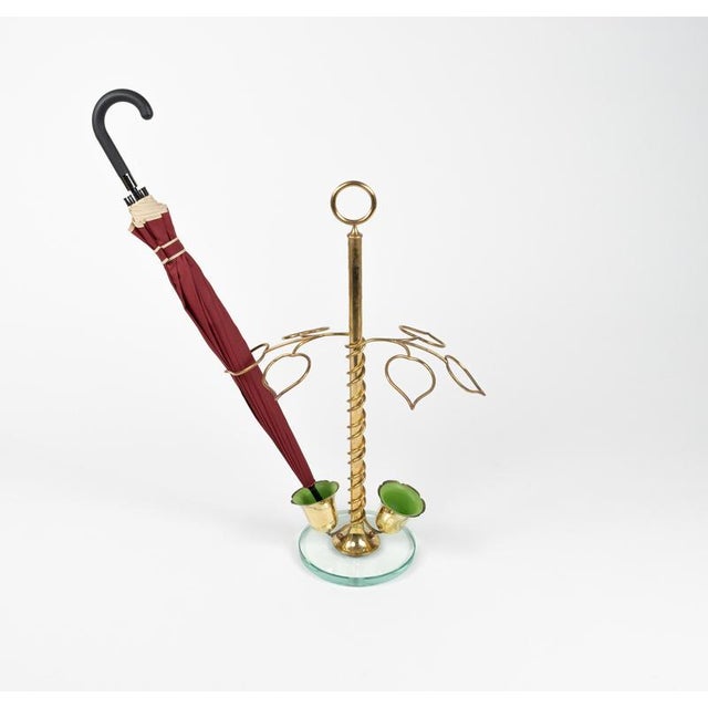 Mid-Century Flower Umbrella Stand in Glass and Brass in the style of Cristal Arte, Italy, 1960s For Sale - Image 6 of 16