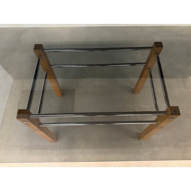 1970s Modern Oak and Chrome Dining Set - Set of 7 For Sale In Boston - Image 6 of 8